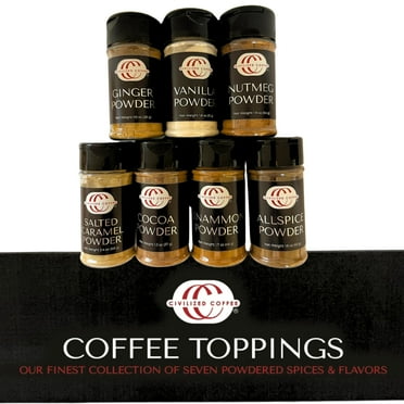 Civilized Coffee Coffee Toppings Gift Box, Assortment of 7 Powdered Flavors, 3.5oz Jars