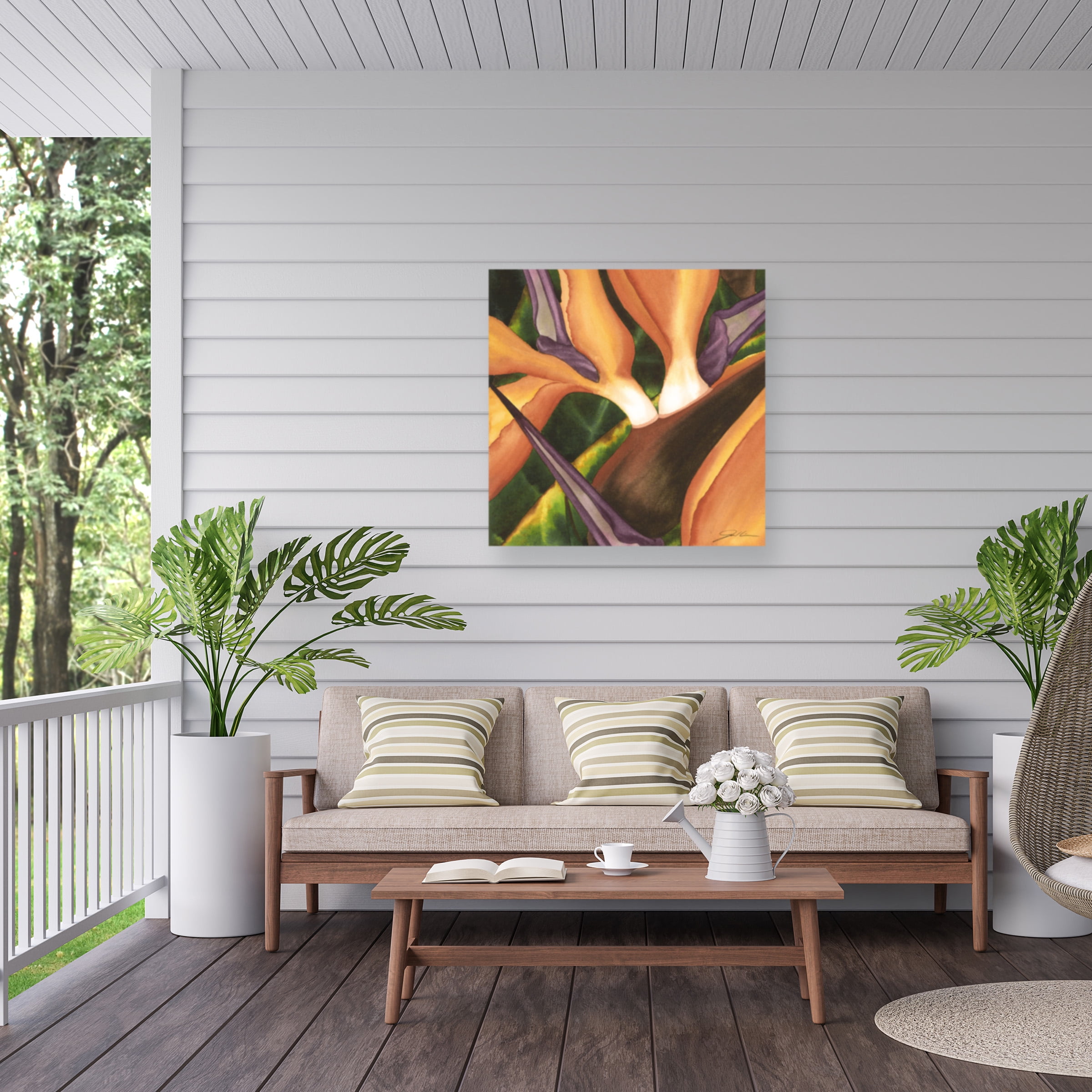 Jason Higby 'Bird Of Paradise Tile II' Outdoor Canvas 14x14
