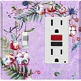 thumbnail image 1 of Metal Light Switch Plate Cover Cotton Flower Semicircle Frame Purple FLW028, 1 of 13