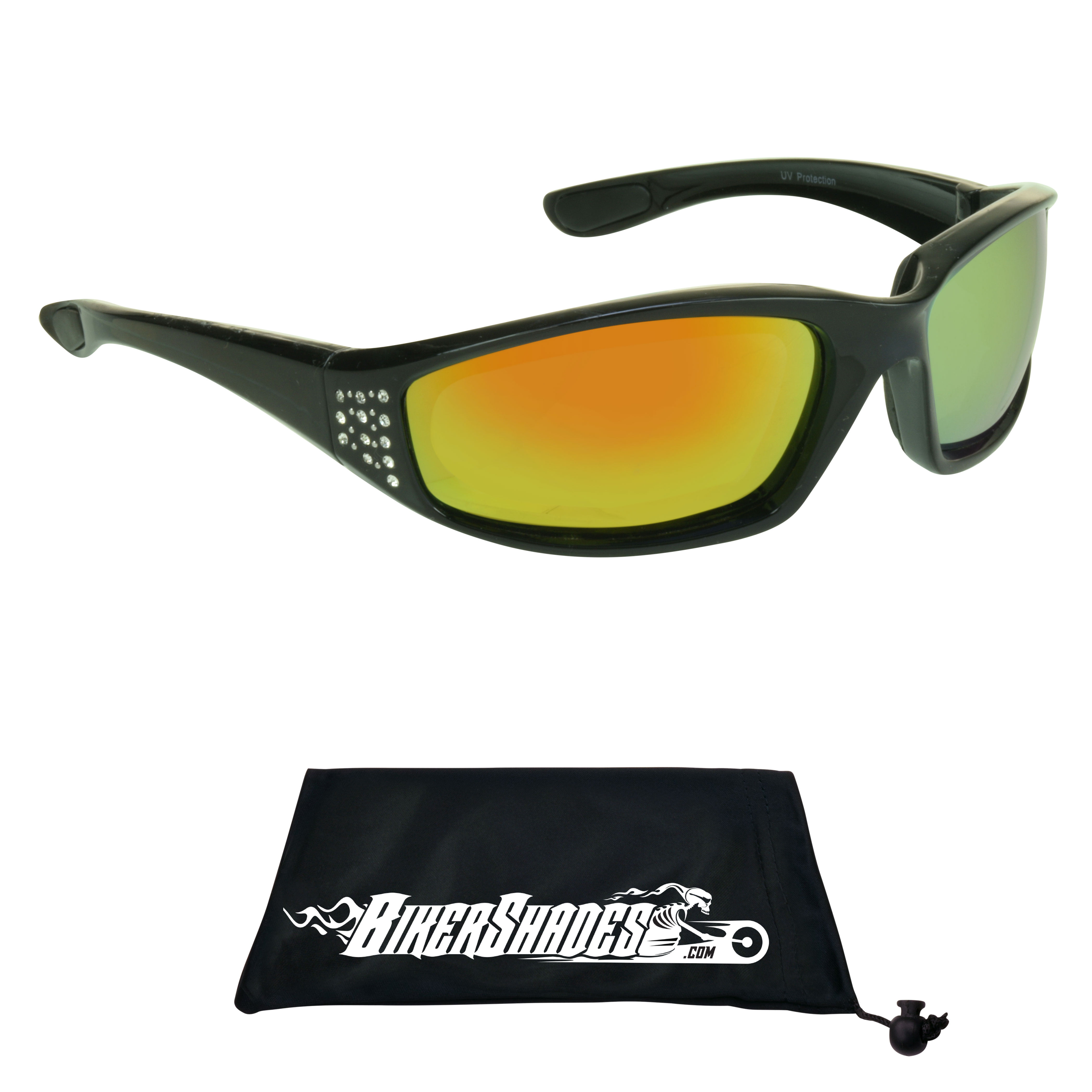 Mountain Biking Hot White Rhinestone Motorcycle Foam Padded Womens Sunglasses 