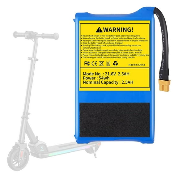 21.6V 2.5Ah Electric Scooter Battery Replacement Compatible with SmooSat / Pro / Electric Kids Scooter, High Capacity Electric Scooter Battery Rechargeable Li-ion Battery Pack