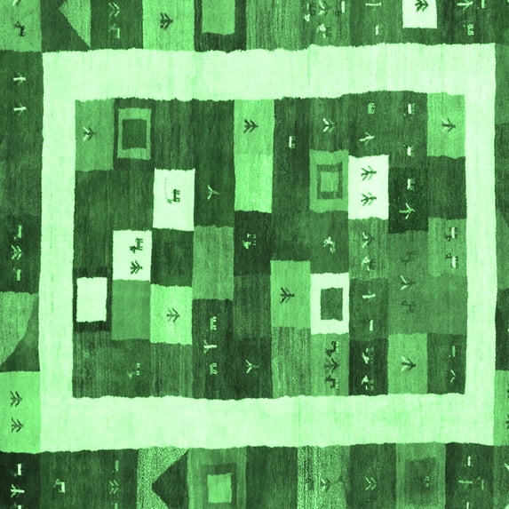 Ahgly Company Indoor Square Abstract Emerald Green Contemporary Area Rugs, 4' Square