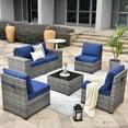 thumbnail image 2 of Ovios 6 Piece Outdoor Furniture All Weather Wicker Patio Conversation Sectional Couch with 7.68" Armrest for Garden Backyard, 2 of 6