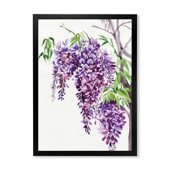 Designart 'Wisteria Purple Branches' Traditional Framed Art Print