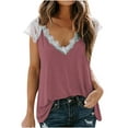 thumbnail image 2 of Yufatyle Blouses for Women Dressy Casual Summer Hot Birthday Present Ladies Tops and Blouses V-Neck T-shirt Loose Comfortable Female Blouses Pink, 2 of 4