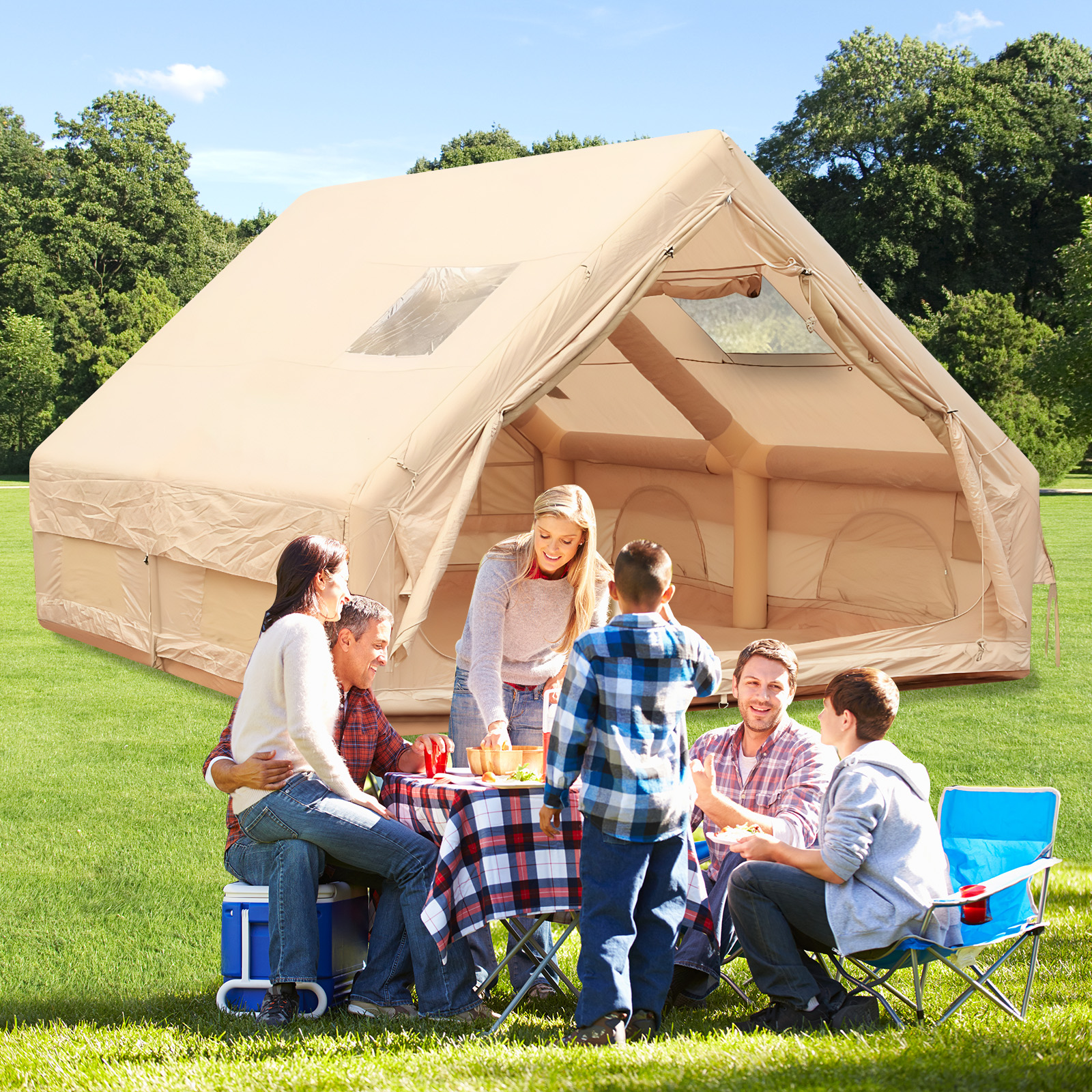 golytefs Inflatable Tent with Pump Glamping Camping Tents House Waterproof Windproof for Outdoors