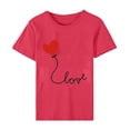 thumbnail image 4 of ICHUANYI Women's T-shirt Valentine's Day Print Shirts Short Sleeve Crew Neck Tops Cloth New Trending, 4 of 5
