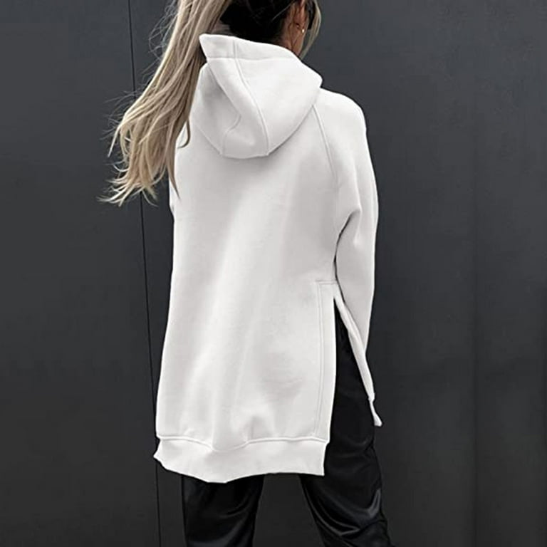 Women Oversize Sweatshirt Side Split High-Low Hem Round Neck Women Oversize Sweatshirt Side Split High-Low Hem Round Neck