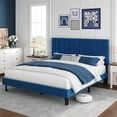 thumbnail image 4 of Garvee Queen Size Bed Frame, Velvet Upholstered Platform Bed with Adjustable Tufted Headboard, No Box Spring Needed, Easy Assembly, Navy Blue, 4 of 8