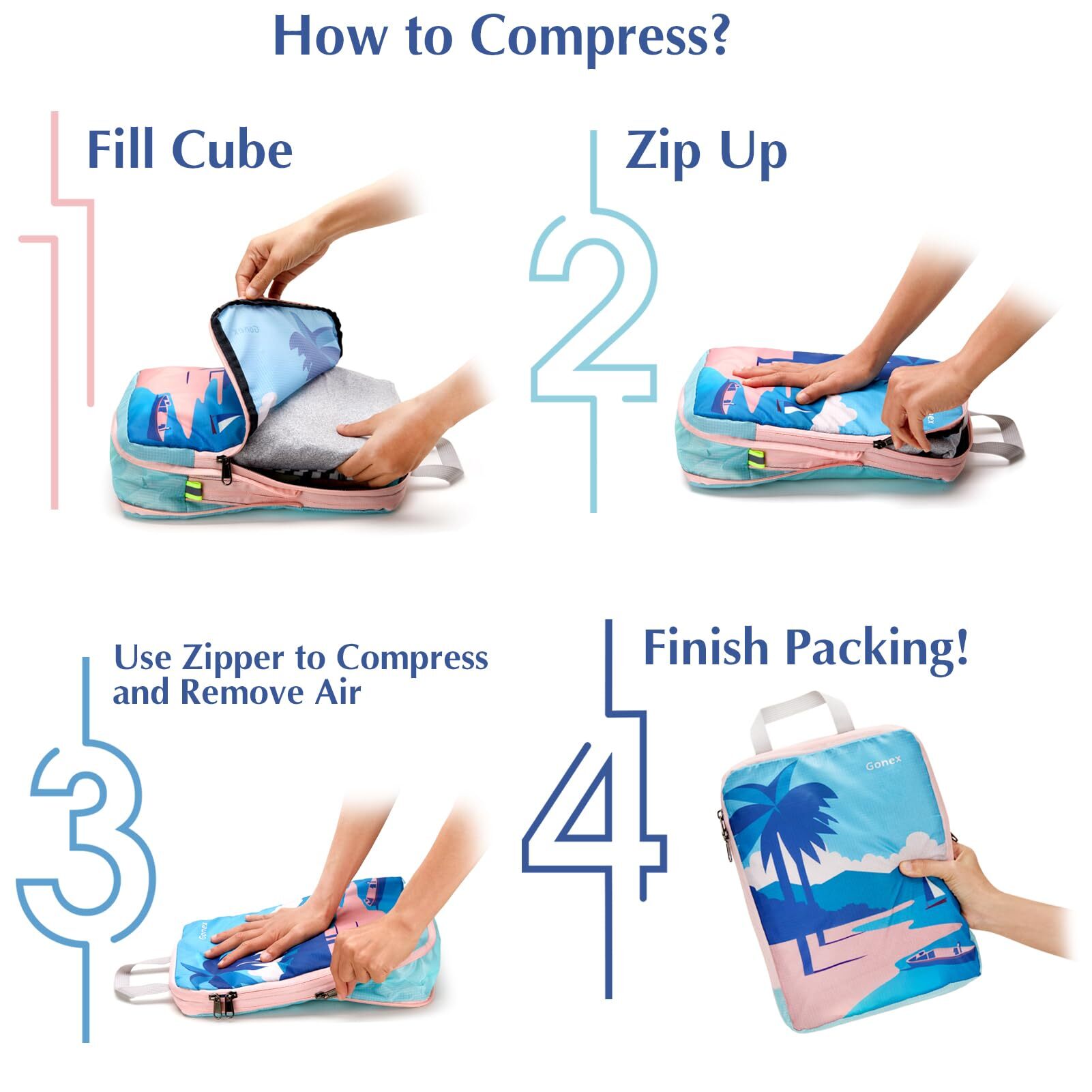 Gonex 4-Piece Compression Packing Cubes Set photo 4