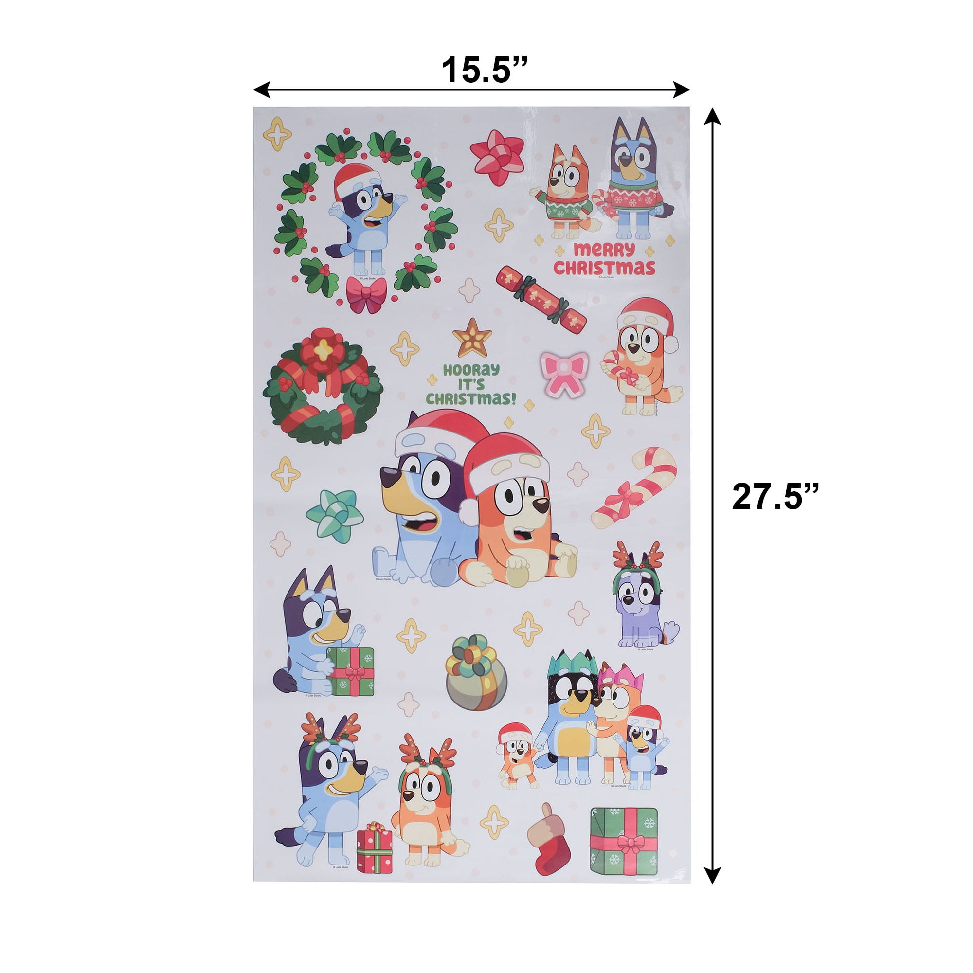 Bluey Christmas Window Clings, 30‑Piece Holiday Window Decorations – Bluey & Family Festive Designs