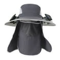 thumbnail image 2 of Sombrero de protección solar jinwen con ventiladores solares ala ancha Gris oscuro para viajes jardinería, 2 of 8