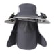 thumbnail image 2 of Sombrero para el sol con 2 ventiladores solares, recargable por USB y con solapa para el cuello, ala ancha para hombre Gris oscuro, 2 of 9