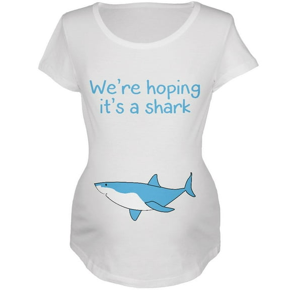 We're Hoping It's A Shark Maternity Soft T Shirt White SM