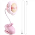 thumbnail image 2 of Ventilador de Clip Recargable por USB con Diseño de Flores, Rotación de 360° y Luces LED, Ideal para Cochecito de , Camping, Color Rosa., 2 of 9
