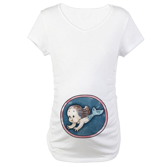 CafePress - Mermaid Brunette Maternity T Shirt - Cotton Maternity T-shirt, Cute & Funny Pregnancy Tee