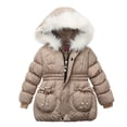 thumbnail image 1 of Regalos para Navidad Bidobibo - Abrigo de invierno cálido con capucha para niñas, traje de nieve acolchado de algodón grueso para niños pequeños, chaqueta cortavientos, parka, ropa de abrigo para 1 a, 1 of 2