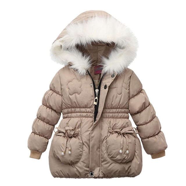 Regalos para Navidad Bidobibo - Abrigo de invierno cálido con capucha para niñas, traje de nieve acolchado de algodón grueso para niños pequeños, chaqueta cortavientos, parka, ropa de abrigo para 1 a