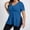 Blue, variant on Cotton Womens Tops Plus Size Ribbed Blouses Plain Short Sleeve Side Vent Orange Shirts for Women