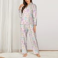 thumbnail image 2 of Daiia Colorful Bunny for Women's Long-Sleeved Pajama Set – Soft & Comfortable Sleepwear Button-Up Pajamas Cozy Lounge Wear-Small, 2 of 7