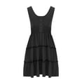 thumbnail image 4 of Nrmvnmi Women Summer Dresses Sleeveless Casual Loose Swing Button Down Midi Dress with Pockets Black-2XL, 4 of 6