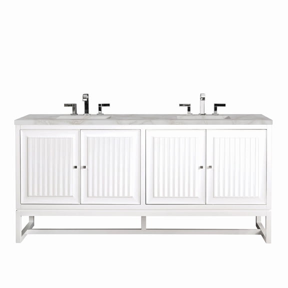 James Martin Vanities E645-V72-3Vsl Athens 72" Double Basin Poplar Wood Vanity Set - White