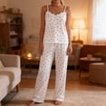 thumbnail image 2 of QIbmong Summer Pajama Sets for Women Polka Dot Sleeveless Nightwear Camisole Tops Loose Pants Casual Soft Pjs Outfits(White,XL), 2 of 5