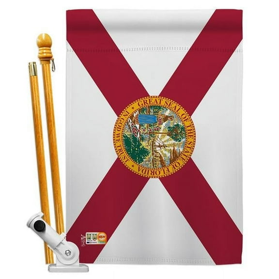 Americana Home & Garden AA-SS-HS-140510-IP-BO-D-US18-AG 28 x 40 in. Florida States Impressions Decorative Vertical Double Sided House Flag Set & Pole Bracket Hardware Flag Set