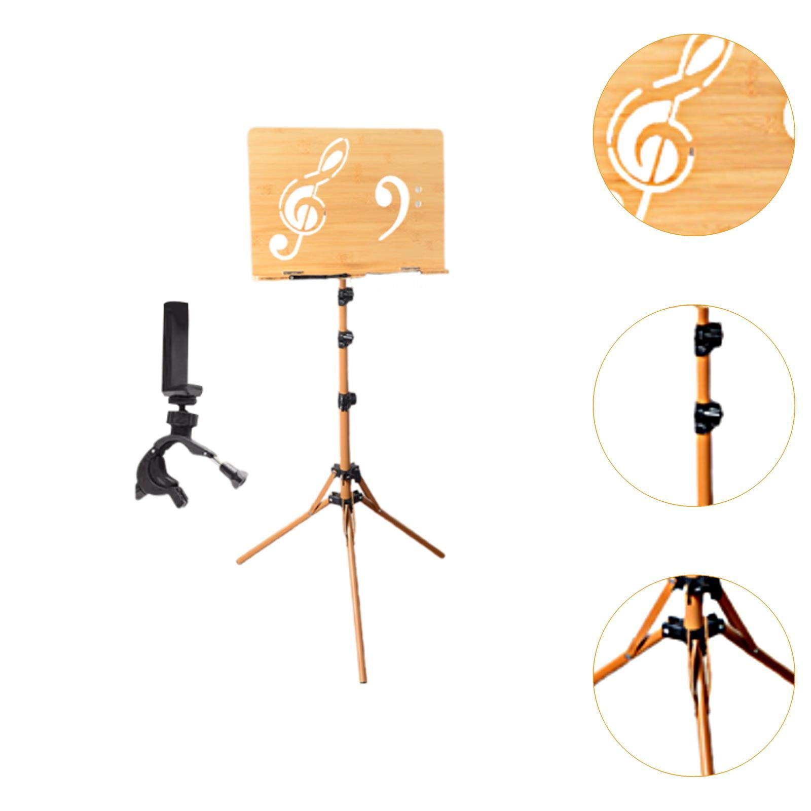 LeeQinersw Wooden Music Stand for Sheet Music Adjustable Height for Lectern Guitar Band with phone clip