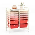 thumbnail image 1 of Costway 12 Drawers Rolling Cart Storage Mutlicolor Scrapbook Paper Studio Organizer Bins Gradient Pink, 1 of 10