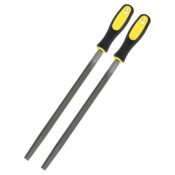 Uxcell 2-Pack Lima Metálica Triangular de 10 Pulgadas, Lima de Acero de Alto Carbono con Mango