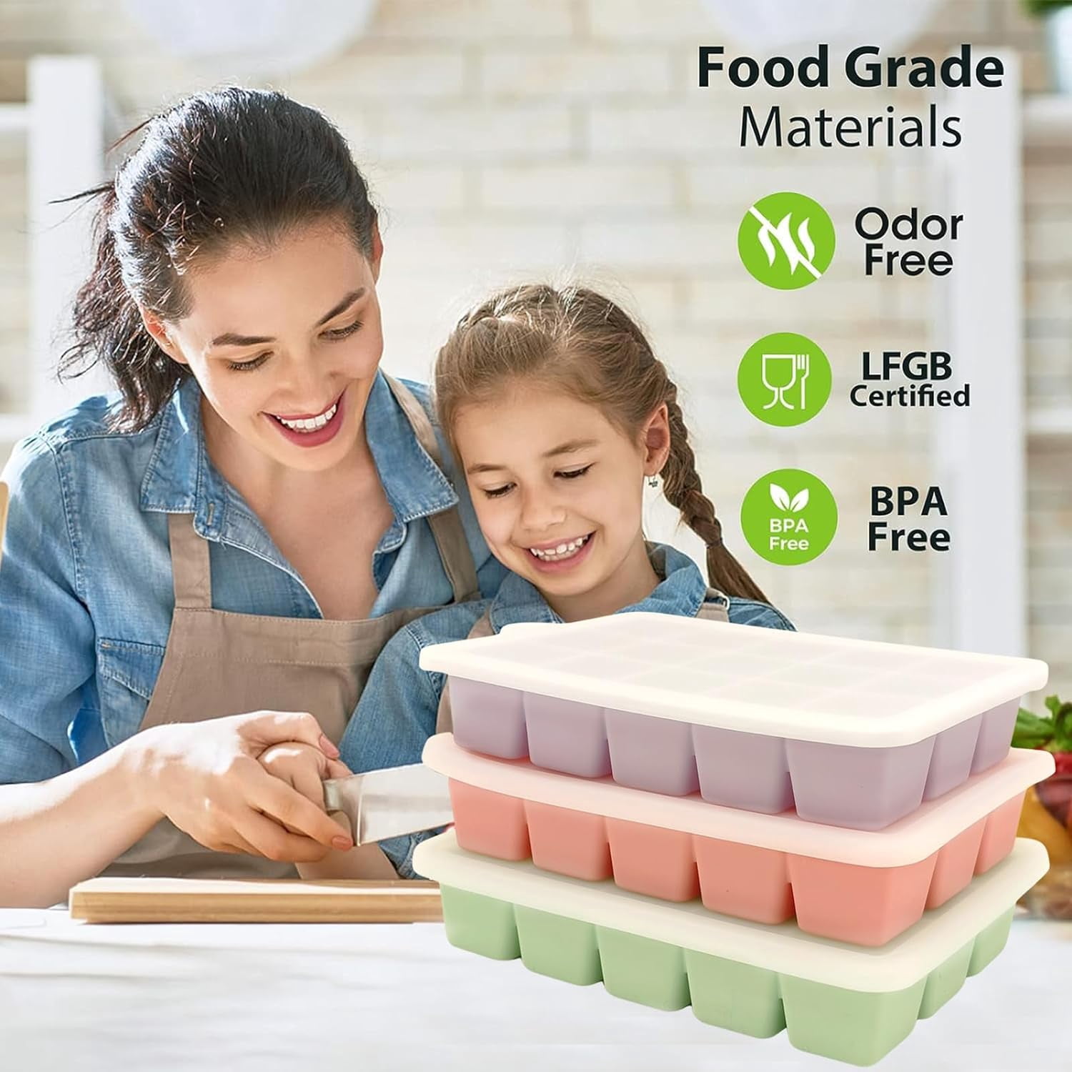 3Pcs Silicone Ice Cube Tray, Square Ice Cube Tray with Lid, Easy-Release Flexible 15 Ice Cubes, Reusable Ice Cube Molds for DIY Cold Drinks.