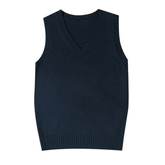 UJNDER School Style Sweater Vest for Women Knitted Sleeveless Top Casual Wear Blue S