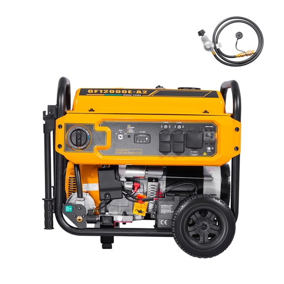 KFFKFF Portable Dual Fuel Generator, 13500W Peak Gasoline & 12000W Peak LPG Power, Home Backup Generator with Electric Start, Gas and LPG Compatible, CO Sensor, 20A & 50A Outlets