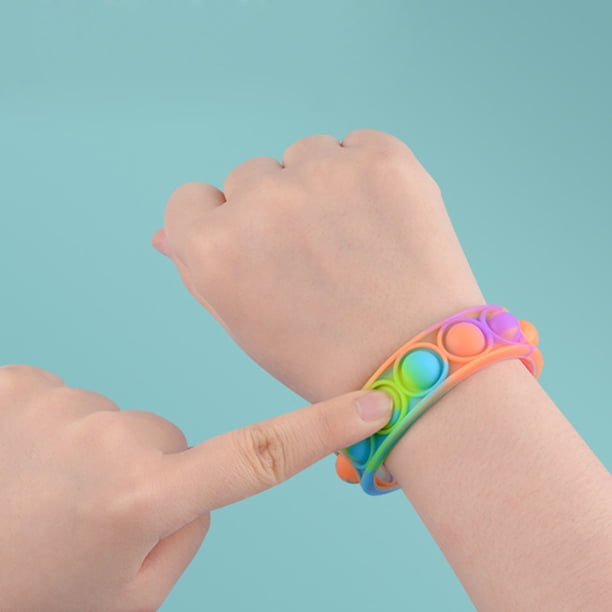 Fidg arcoiris pulsera empujar burbuja sensorial juguetes estrés pulsera burbuja de Tmvgtek juguete portátil sensorial pulsera juguetes anti estrés