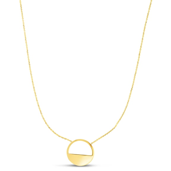 14K Yellow Gold Polish Half Crescent Necklace 2" Ext With Lobster Clasp 18in