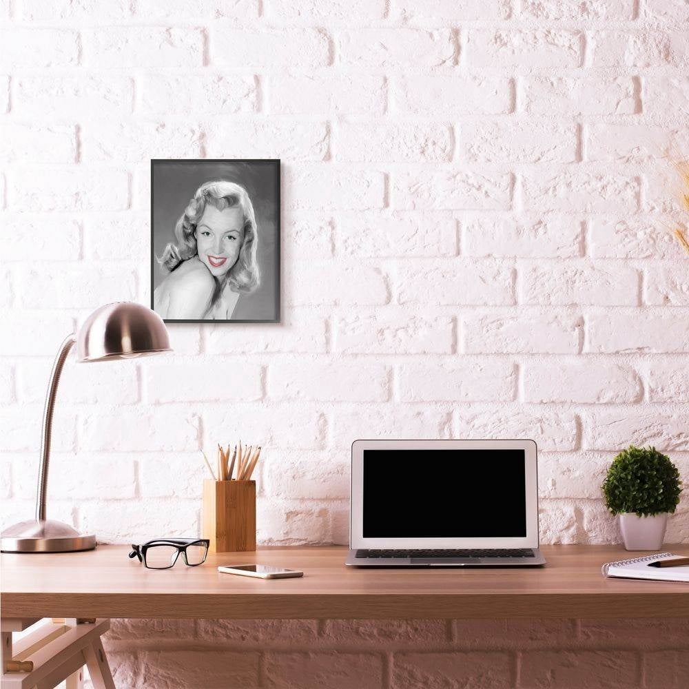 Stupell Industries Young Marilyn Vintage Hollywood Movie Star Classic Illustration Framed Wall Art by Jadei Graphics