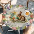 thumbnail image 2 of Easter Bunny Round Tablecloth, Fitted Table Cover with Elastic for 55"-60" Round Tables, Spring Floral Blossom Easter Eggs Burlap Table Cloth Outdoor Indoor Dinning Party Waterproof Tablecloths, 2 of 7