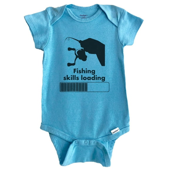 Fishing Skills Loading Funny Fisherman Baby Bodysuit (Blue), 0-3 Months