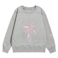 thumbnail image 4 of DHFJKG Girls Oversized Sweatshirts Bow Print Long Sleeve Crewneck Drop Shoulder Pullover Top Outerwear For Everyday Play School Wear Casual Jumper Tops, 4 of 4