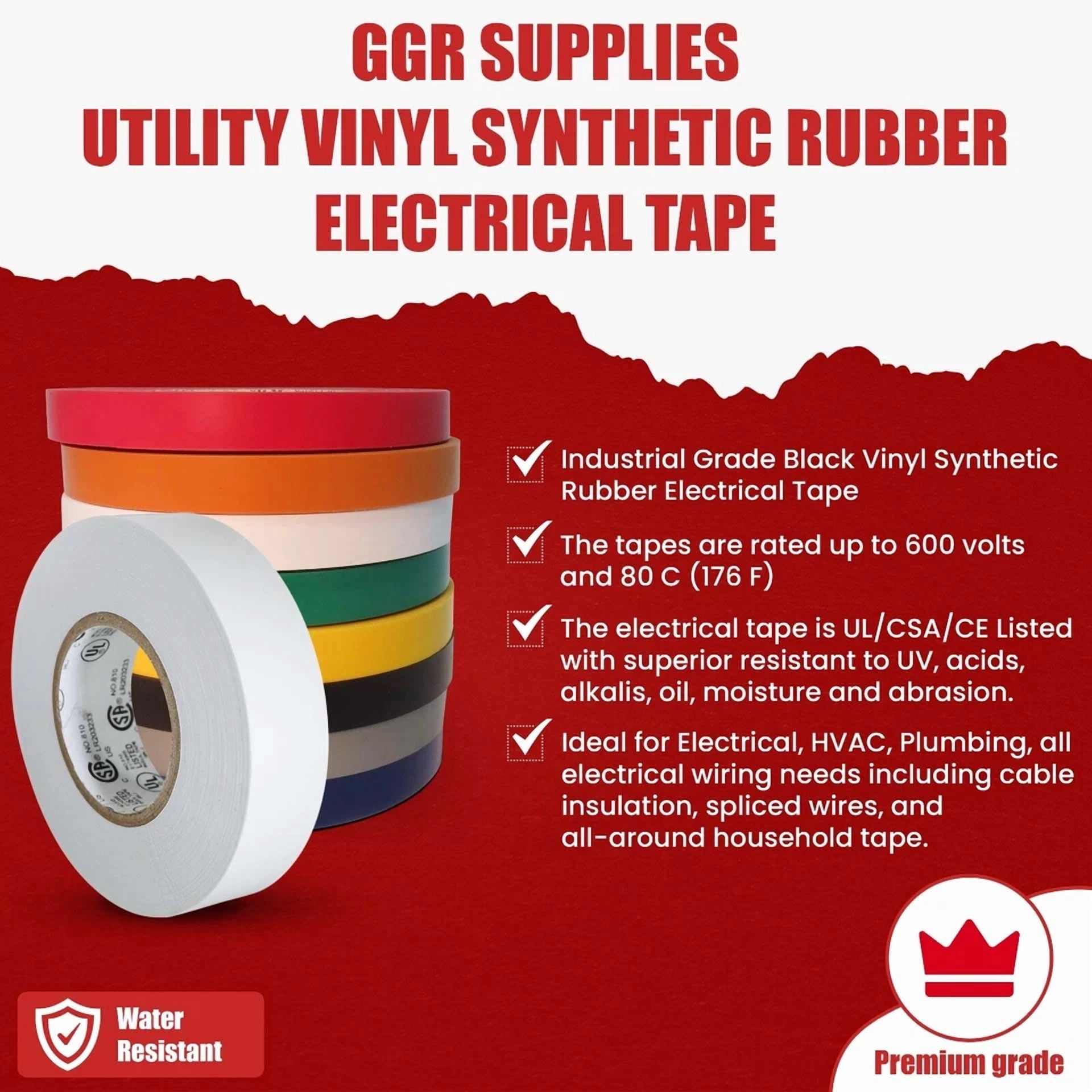 PRIME - Tapessupply Pvc Black Insulated Premium Grade Electrical Tape: 4 In X 66 Ft.L