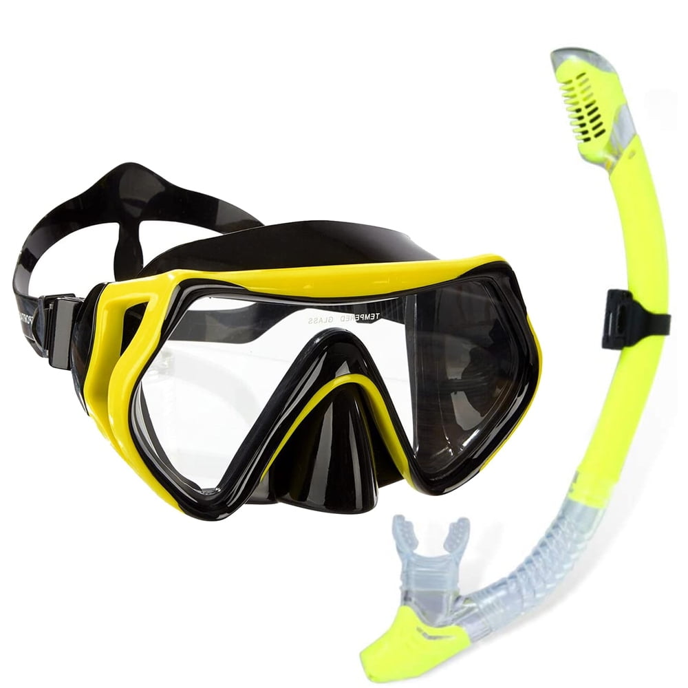 Snorkel Mask Set Snorkeling Gear–Dry Snorkel Set and Mask Kids Adults Anti  Fog Seaview with Mesh Bag, Scuba Diving Swimming Training Equipment Youth  