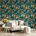 thumbnail image 2 of Vintage Peacock Floral Wallpaper， Boho Aesthetic Peel and Stick Wallpaper， Waterproof Contact Paper for Wall Decoration， Living Room Bedroom Kitchen Cabinet Rental Property 17.7 * 118 in, 2 of 8