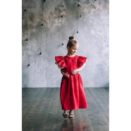 

Toddler Baby Girl Flower Girls Dress Cotton Linen Ruffle Halter Sleeveless Kids Lace Flying Sleeve Casual Beach Party Dresses 0-11Years