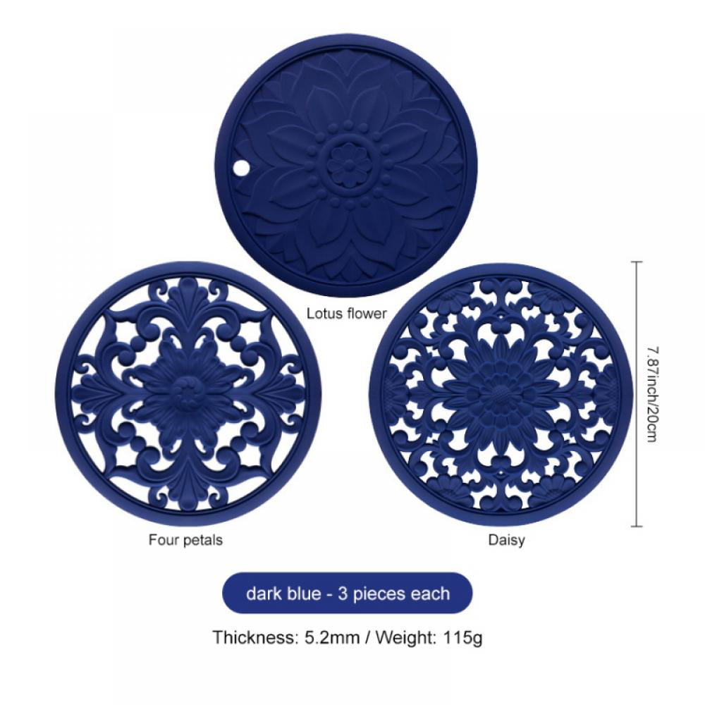 1pc Round Blue Silicone Heat-resistant Mat, Hot Pot, Sand Pot, Bowl Pad,  High Temperature Resistant Table Mat, Cup Mat