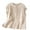 Beige, variant on Women's Black Edge Shirt, Short Sleeve Breasted Blouse, Casual Polyester Blend for Spring, Summer, Daily, and Fashion Occasions