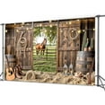 thumbnail image 2 of 20 x 10 ft Western Backdrop, Wild West Cowboy Theme Background, Rustic Barn Door Backdrop Horse Cowboy Happy Birthday Backdrop Western Party Decoration Banner, 2 of 5
