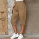 thumbnail image 2 of Pantalones cortos de mujer con hebilla y dobladillo enrollable, cintura elástica, bolsillos laterales, pantalones sueltos informales de Color puro, 2 of 6