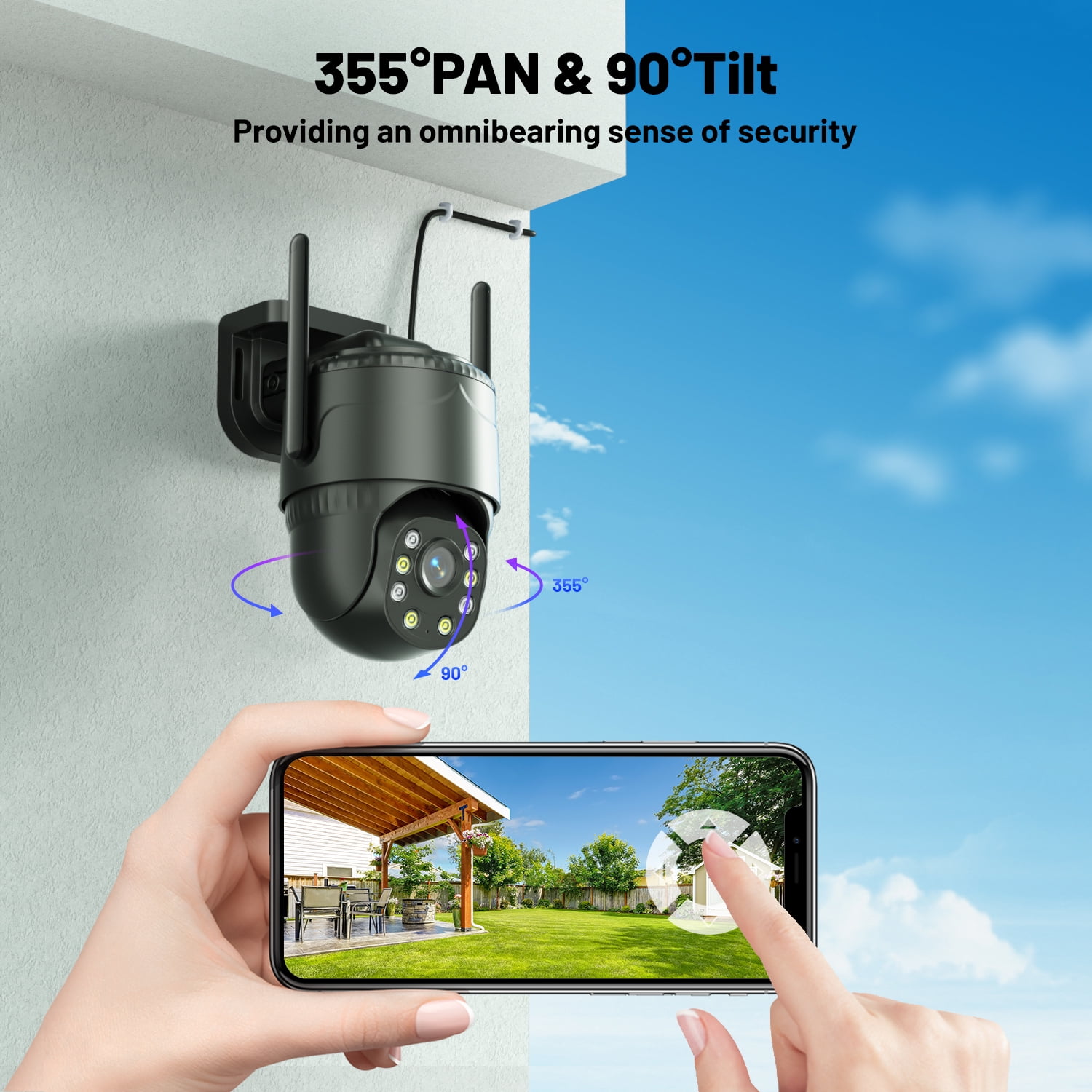 Runofast 4G LTE Cellular Security Camera Wired Indoor/Outdoor, No WiFi Security Cameras Plug-in for 24/7 Recording (Black)