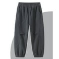 thumbnail image 2 of Boy Girl Winter Clothes Cotton Fleece Elastic Waisted Casual Warm Joggers with Pockets Loose Sweatpants for Kids (4-5 Years, Dark Gray), 2 of 3